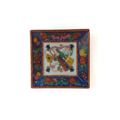 Hermès / Marqueterie de Pierre d’Orient et d’Occident / vide-poche 12 cm / porcellana / blu, viola, giallo, arancio, verde