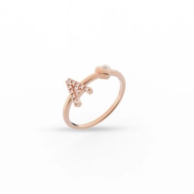 Buonocore / You are / anello lettera A / oro rosa e diamanti bianchi