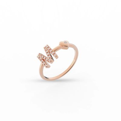 Buonocore / You are / anello lettera M / oro rosa e diamanti bianchi