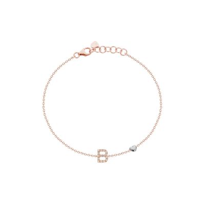 Buonocore / bracciale lettera B / oro rosa e diamanti bianchi