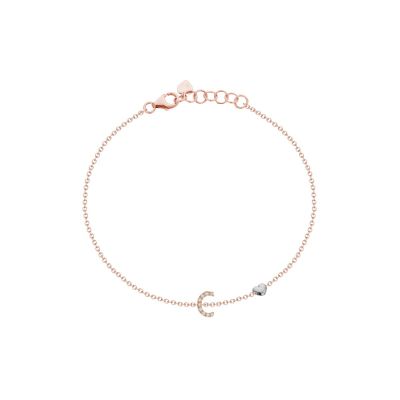Buonocore / bracciale lettera C / oro rosa e diamanti bianchi