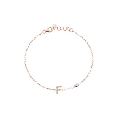 Buonocore / bracciale lettera F / oro rosa e diamanti bianchi