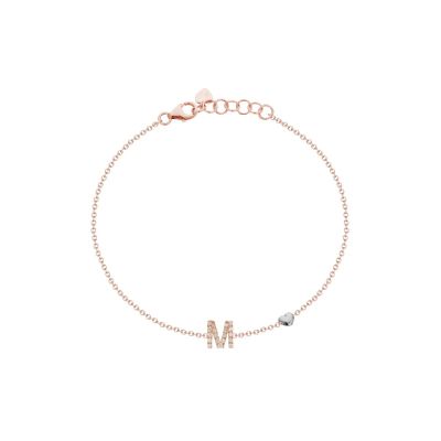 Buonocore / bracciale lettera M / oro rosa e diamanti bianchi