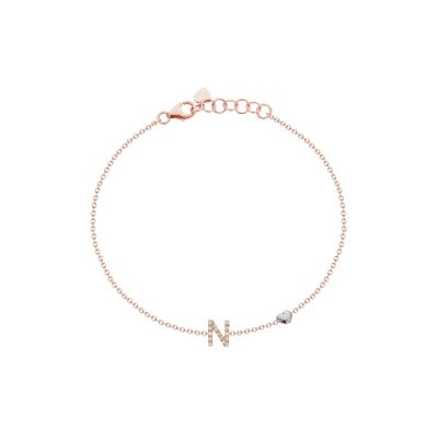 Buonocore / bracciale lettera N / oro rosa e diamanti bianchi