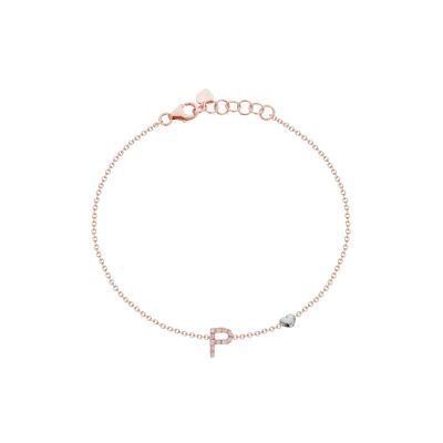 Buonocore / bracciale lettera P / oro rosa e diamanti bianchi