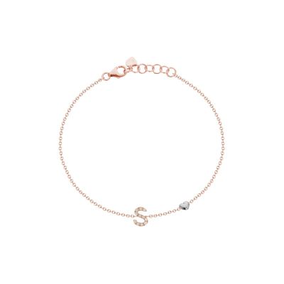 Buonocore / bracciale lettera S / oro rosa e diamanti bianchi