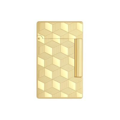 Dupont / Initial / accendino guillochè a punta di diamante / finitura dorata