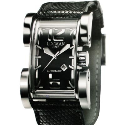 Locman Latin Lover / orologio donna / quadrante nero / cassa acciaio e titanio / cinturino struzzo nero