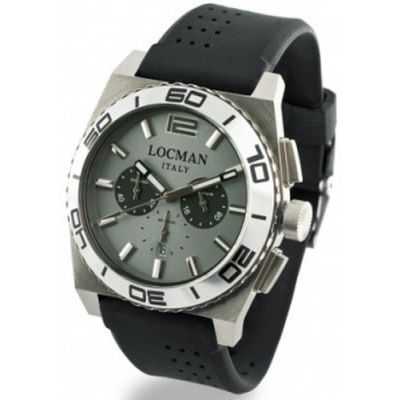 Locman Stealth mare / orologio uomo / quadrante grigio / cassa acciaio e titanio / cinturino silicone nero