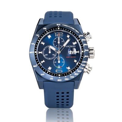 Locman Stealth / orologio uomo / quadrante blu / cassa acciaio, titanio e PVD / cinturino silicone blu