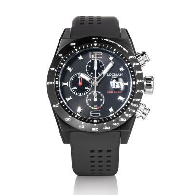 Locman Stealth / orologio uomo / quadrante nero / cassa acciaio, titanio e PVD / cinturino silicone nero