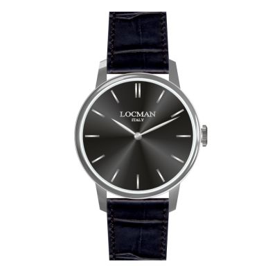 Locman 1960 / orologio unisex / quadrante nero / cassa acciaio / cinturino pelle nera 