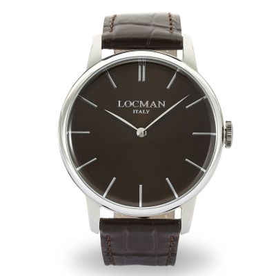 Locman 1960 / orologio uomo / quadrante marrone / cassa acciaio / cinturino pelle marrone