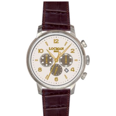 Locman 1960 / orologio uomo / quadrante bianco / cassa acciaio / cinturino pelle marrone