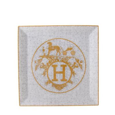 Hermès / Mosaïque au 24 or / piatto quadrato n° 5 / porcellana
