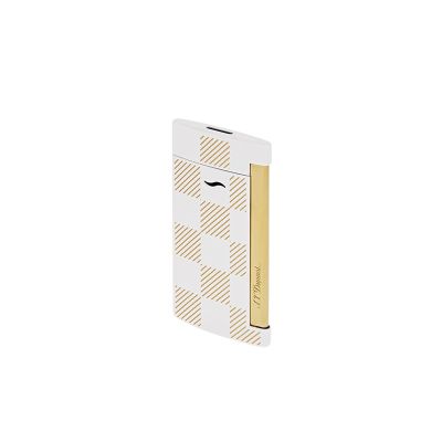 Dupont / Slim 7 / accendino / cromo bianco con finitura dorata