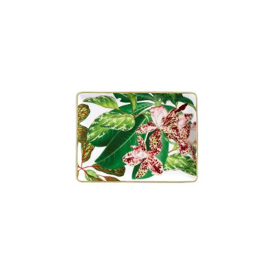 Hermès / Passifolia / vassoio piccolo N° 1 / porcellana / bianco, verde, rosa, rosso, oro