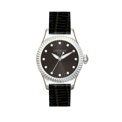 Locman Isola d'Elba / orologio donna / quadrante nero / cassa acciaio e titanio / cinturino pelle nera