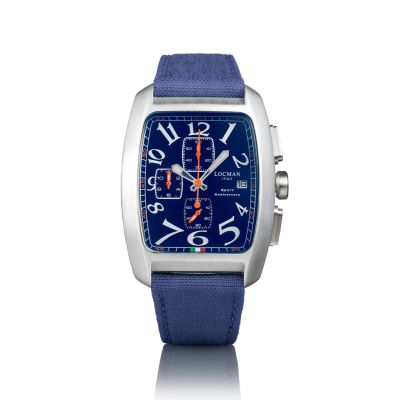Locman Sport Anniversary Crono / orologio uomo / quadrante blu / cassa alluminio e acciaio / cinturino cordura blu