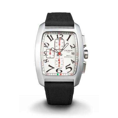 Locman Sport Anniversary Crono / orologio uomo / quadrante bianco / cassa alluminio e acciaio / cinturino cordura nero