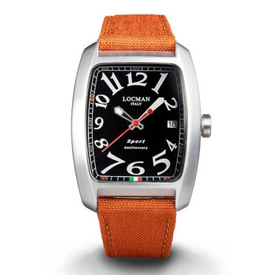 Locman Sport Anniversary / orologio uomo / quadrante nero / cassa alluminio e acciaio / cinturino cordura arancione