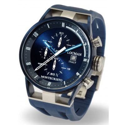Locman Montecristo / orologio uomo / quadrante blu / cassa acciaio, titanio e PVD blu / cinturino silicone blu