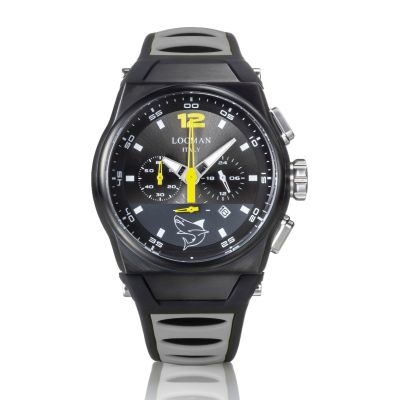 Locman Nuovo Mare / orologio uomo / quadrante grigio e nero / cassa acciaio, titanio e PVD scuro / cinturino silicone nero e grigio