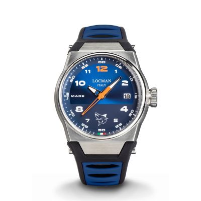 Locman Nuovo Mare / orologio uomo / quadrante blu / cassa acciaio e titanio / cinturino silicone blu e nero