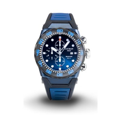 Locman Nuovo Mare 300 MT / orologio uomo / quadrante blu e nero / cassa acciaio, titanio e PVD blu / cinturino silicone nero e blu