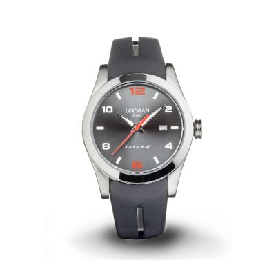 Locman Island / orologio uomo / quadrante grigio / cassa acciaio e titanio / cinturino silicone grigio