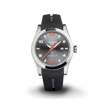 Locman Island / orologio uomo / quadrante grigio / cassa acciaio e titanio / cinturino silicone nero