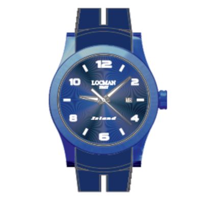 Locman Island / orologio uomo / quadrante blu / cassa acciaio e titanio / cinturino silicone blu