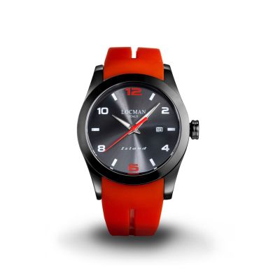 Locman Island / orologio uomo / quadrante nero / cassa acciaio PVD nero / bracciale silicone