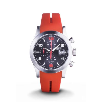 Locman Island / orologio uomo / quadrante nero / cassa acciaio e titanio / cinturino silicone rosso