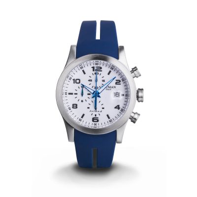 Locman Island / orologio uomo / quadrante bianco / cassa acciaio e titanio / cinturino silicone blu
