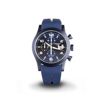 Locman Island / orologio uomo / quadrante blu / cassa acciaio e titanio, PVD blu / cinturino silicone blu