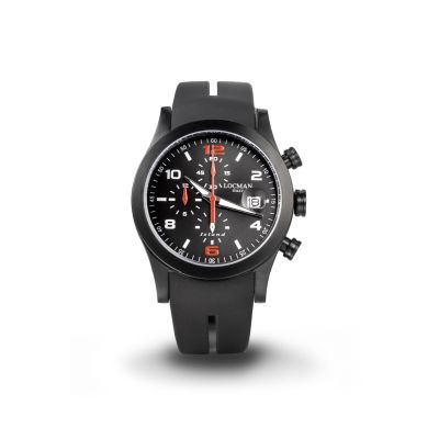 Locman Island / orologio uomo / quadrante nero / cassa acciaio e titanio, PVD nero / cinturino silicone nero