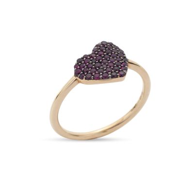 Buonocore / anello cuore / oro rosa e rubini