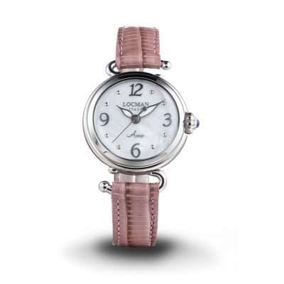 Locman Amo / orologio donna / quadrante madreperla / cassa acciaio e titanio / cinturino pelle rosa