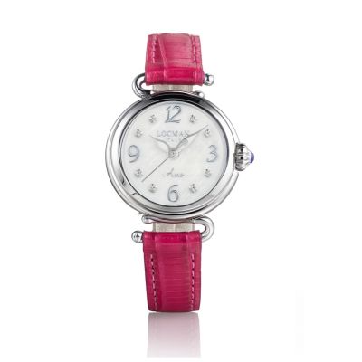 Locman Amo / orologio donna / quadrante madreperla / cassa acciaio e titanio / cinturino pelle fucsia