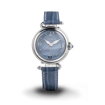 Locman Amo / orologio donna / quadrante blu / cassa acciaio e titanio / cinturino pelle blu