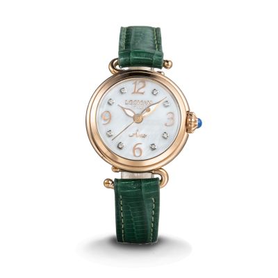 Locman Amo / orologio donna / quadrante madreperla / cassa acciaio e titanio PVD rosato / cinturino pelle verde