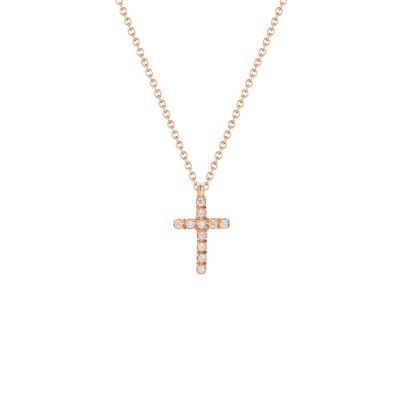 Buonocore / collana croce / oro rosa e diamanti bianchi