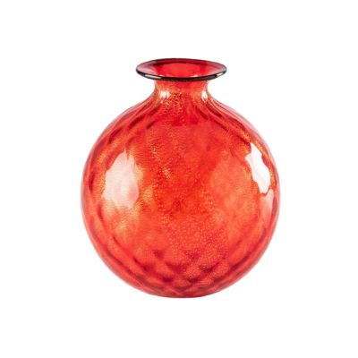 Venini / Monofiore Balloton / vaso / rosso, filo talpa, foglia oro / vetro soffiato lavorato a mano