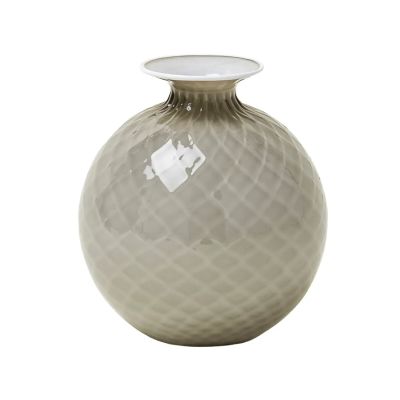 Venini / Monofiore Balloton - Snow / vaso / talpa, interno lattimo, filo lattimo / vetro opalino soffiato lavorato a mano