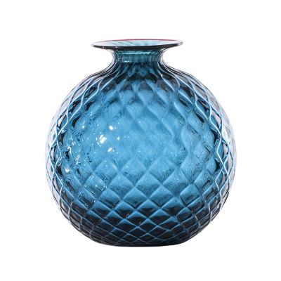 Venini / Monofiore Balloton / vaso / orizzonte, filo rosso / vetro soffiato lavorato a mano