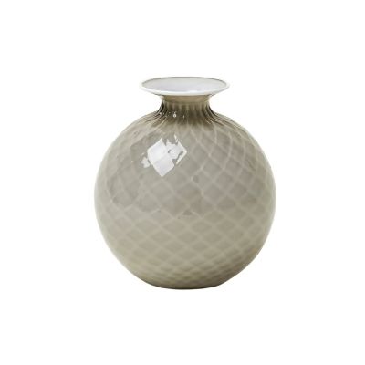 Venini / Monofiore Balloton - Snow / vaso / talpa, interno lattimo, filo lattimo / vetro opalino soffiato lavorato a mano