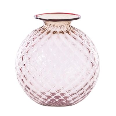 Venini / Monofiore Balloton / vaso / rosa cipria, filo rosso sangue di bue / vetro soffiato lavorato a mano