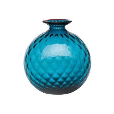 Venini / Monofiore Balloton / vaso / orizzonte, filo rosso / vetro soffiato lavorato a mano