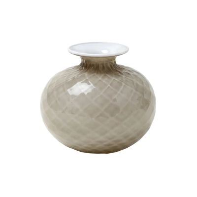 Venini / Monofiore Balloton - Snow / vaso / talpa, interno lattimo, filo lattimo / vetro opalino soffiato lavorato a mano